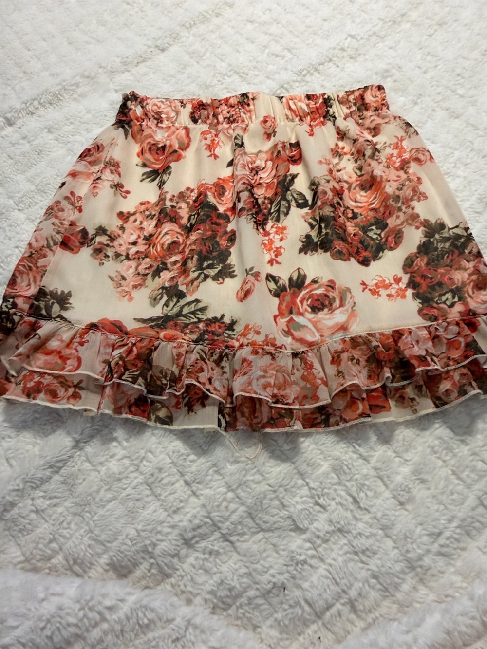 Wrapper Cream Floral Ruffle Mini Skirt - Picture 3 of 3